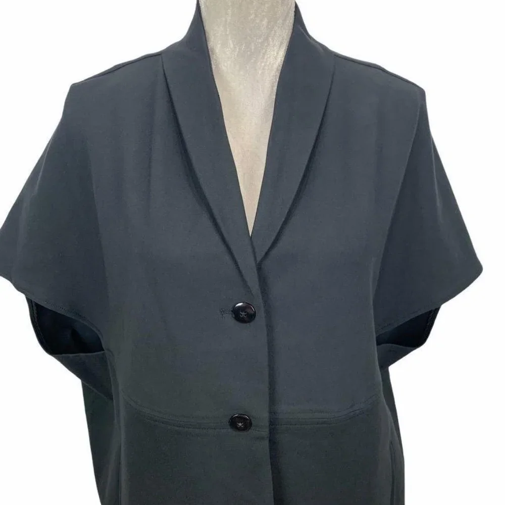 Marla Wynne Long Cape/Cocoon Blazer Black Heavy‎ S